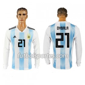 Camisetas Argentina Dybala 21 Primera Equipacion Mundial 2018 Manga Larga